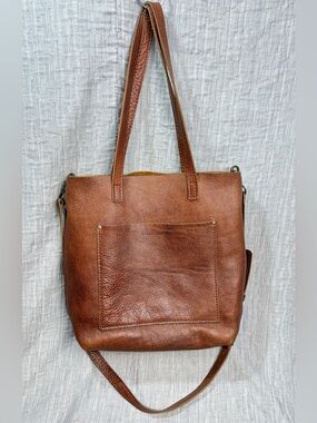 Portland Nutmeg Pebble Leather Crossbody Tote